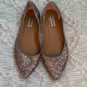 Steve Madden Haanna Pointed Toe Ballet Flats Size 10 Slip On Glitter Covered